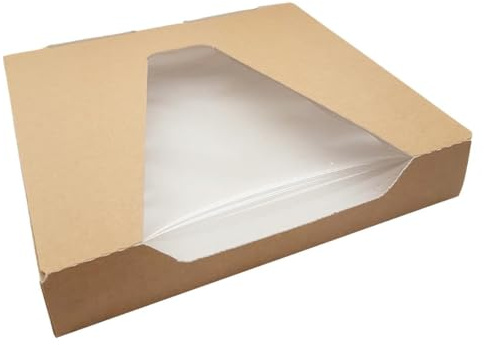 Huhtamaki Taste Quarter Pizza Box Window + Vents (Pack 325) | Keeps takeout orders hot and fresh during transit, offering a commercial-grade, stackable food storage solution.