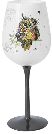 Lesser & Pavey Bug Art Otto Owl Wine Glass for Home, Kitchen, Restaurant & Parties | Lovely Wine Glassware for Drinks | Lovely Gift for Women, Men, Wedding & Christmas