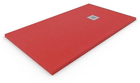 Frascio Duschtasse 70 x 80 cm Line Extra Slim Farbe Rot Ral 3020 aus Kunstharz und Marmorpulver mit Ablaufgarnitur