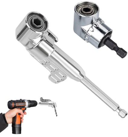 2 Pcs Right Angle Drill Attachment, 105 Degree 1/4 Right Angle Drill, Right Angle Screwdriver 90 Degree Drill Adaptor for Power Drill Tool, for Screwing and Drilling in Tight Corner Workspaces