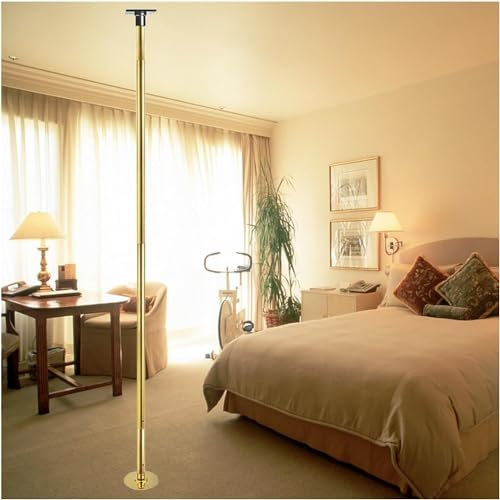 Pôle de danse Pôle de danse statique rotatif pour appartements, clubs, maison, hauteur réglable de 7 à 12,5 pieds avec support de plafond et tube d'extension (or, 320 cm-372 cm/10,5 à 12,2 pieds)