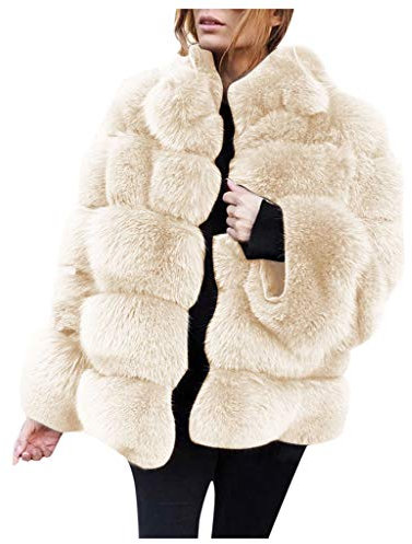 OBiQuzz Cappotto di pelliccia da donna in pelliccia sintetica, giacca di peluche corta in pelliccia sintetica, cappotto invernale in pile, giacca invernale in pile, per le mezze stagioni, giacca