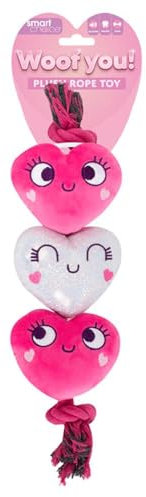 YöL Heart Shaped Pet Rope Tug Of War Toy Dog Puppy Chewing Teething Squeaker Stimulating Interactive Valentines Day