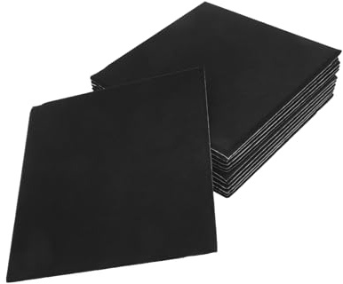 Selbstklebende Akustik Wandpaneele 12 Stück, Schallmindernd für Musikräume | Polyester, Flaches Rasterdesign, Zuschneidbar, für Heimkinos und Studioeinsatz, Schwarze Ausführung