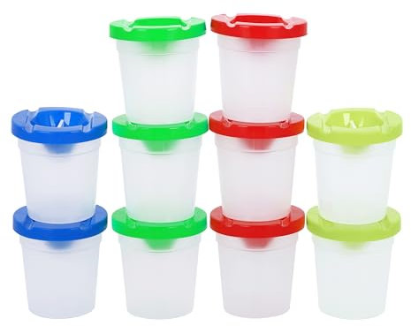 Non-Spill Paint Pots for Kids – 10 Pack with Lids – Reusable Paint Containers for Watercolour, Acrylic & Arts and Crafts – Kids B Crafty