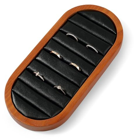 Papten Wooden Ring Tray Black Ring Display Tray | Multiple Compartments, Ring and Earring Organizer, For Drawer