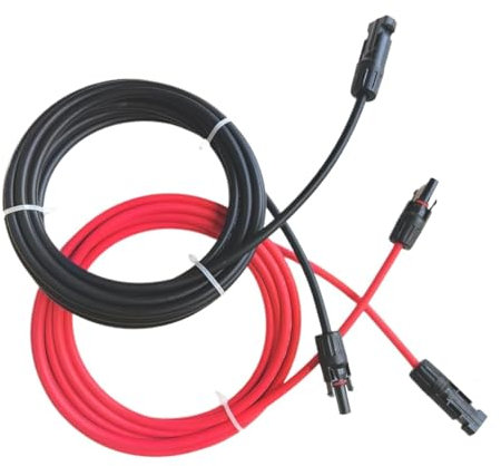 AIRUIXI 3.2ft -65.6ft 4/6mm2 Black/Red Solar Extension DC Cable 12/10AWG Solar Wire with PV Connector Used in Solar Panel System 1m-20M(1pair Red Black,20M-65.6FT_10 AWG)
