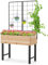HOMASIS Jardinière Surélevée avec Treillis sur Pied,Lit de Jardin avec Drainage,Bac à Plantes en Bois pour Plante Grimpante Légume Fruit,Parterre de Fleurs d'Extérieur pour Terrasse Patio Balcon