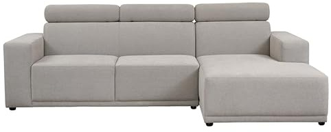 MY Furniture Heather Modular Corner Sofa in Taupe – Right hand - Soft Water-Repellent Fabric, Two-part Sofa with Adjustable Headrests – Modern L-Shaped Lounge Seating