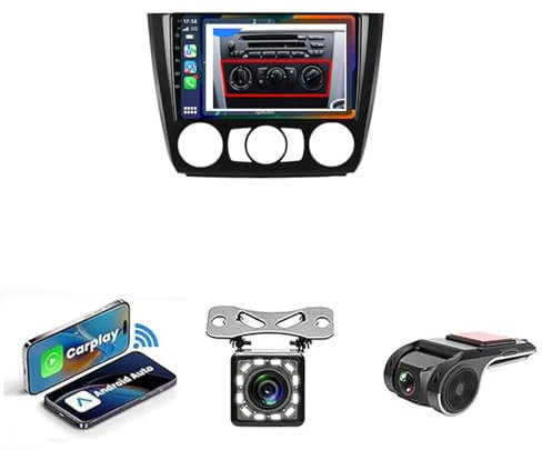 RUCERU Android 14 Radio Coche 9 Pulgadas con Pantalla Táctil 2 DIN para BMW 1 Series E81 E82 E87 E88 2004-2012 Conecta Y Reproduce Autoradio con Bluetooth Apoyo Mandos Volante(NF-1 WiFi 1G+32G B)