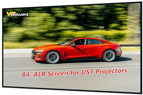 VeezuJoyz 84 inch VJ-BW3 ALR Projector Screen for UST Projector, Fixed Frame Wall Mount Projection Screen, 16:9 4K/8K UHD 3D, Micro-Structure ALR, Ideal for Home Theater, Office & Conference Room