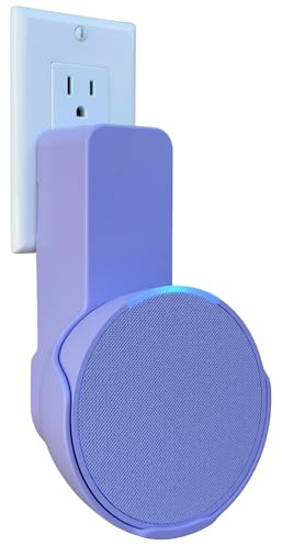 Sintron Outlet Wall Mount Holder for Echᴏ Pop, Smart Speaker Stand Hanger, Space-Saving, No Drilling Needed, Built-in Cable Management, Decorative Design, Compatible with Google Nest (Lavender Bloom)