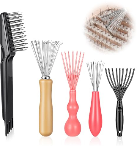 QFGasre 5pcs Hairbrush Cleaner Tool Hair Brush Cleaner Tool Set Comb Cleaning Brush Rake Design Hair Brushes Cleaning for Home and Salon Use Removing Dust Paddle Detangling Styling Brushes