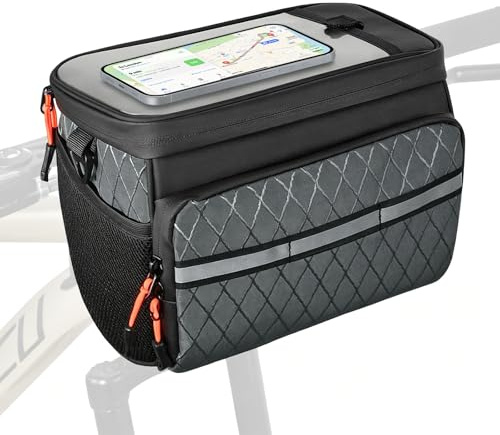 Cioquli 3in1 Lenkertasche Fahrrad, 4L Fahrradtasche Vorne mit Touchscreen | Fahrradtasche Lenker mit Reflektoren, abnehmbar Schultergurt, Wasserdicht Kühltasche Fahrrad für E-Bike,Fahrrad,Mountainbike