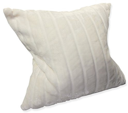 Haus und Deko Weiche Cashmere Touch Kissenhülle Kissenbezug ca. 40x40 cm Dekokissen flauschig in Streifen Nerz Fell Optik Creme Offwhite