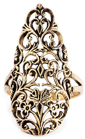 WINDALF Mittelalter Ring LUCIANA h: 3 cm Fairy Ornamente edle Bronze (Bronze, 54 (17.2))
