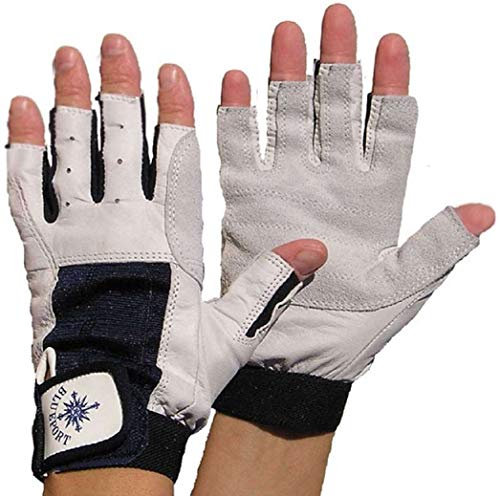 2 Paar BluePort Unisex Segelhandschuhe Gr. L / 9 aus Leder - 5 Finger frei / fingerlos - Montagehandschuhe Fahrradhandschuhe