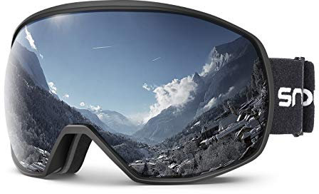 Skibrille Damen und Herren Snowboardbrille Doppel-Objektiv OTG UV400 Schutz Anti-Beschlag Winddicht Ski Schutzbrille Helmkompatibel für Skifahren Motorrad Fahrrad Skaten