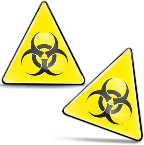 SkinoEu® 2 x Aufkleber 3D Gel Silikon Achtung Warnung Hinweis Strom Warnschilder Warning Sticker Gefahrenzone Alarmanlage Warnschild Hochspannung Biohazardaufkleber KS 128