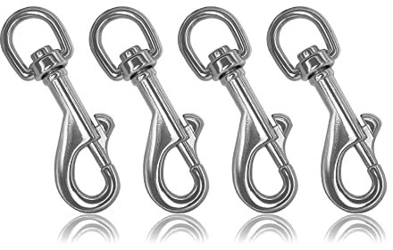Ganzoo Karabiner-Haken mit Drehgelenk L: 75mm, Bolzen-Karabiner für Hunde-Leine, 4 Stück, Stahl-Karabiner, für Paracord 550 Hundehalsband, Schnapp-Karabiner Drehkopf, Zinklegierung, Farbe Silber