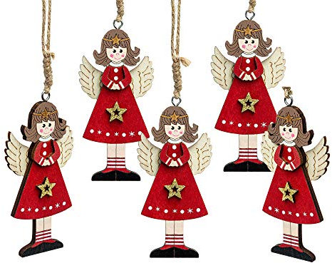 SIKORA BS698 Engel Christbaumschmuck Holz Figur Weihnachtsbaum Anhänger 5er Set