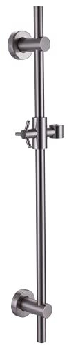 HammerHead Showers® Duschstange für Handbrausen, gebürstetes Nickel, höhenverstellbar, mit Schlauchschienensystem, Höhe und Winkel der Handbrause leicht anzupassen, 69,5 cm, aus Metall