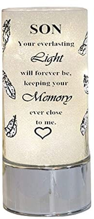 Memorial Light Tubes Ornament, Perfect for Garden and Graveside for any Special Occasion in The Memory of Dad, Mum, Son, Daughter, Husband, Wife, Grandad, Nan, Brother, Sister. (20cm) (Son)