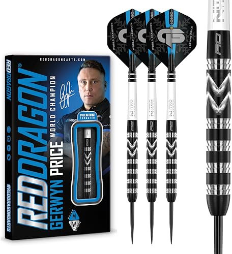 Red Dragon Gerwyn Price Iceman Special Edition Weltmeister 26 Gramm Wolfram Darts Set mit Flügen und Stielen