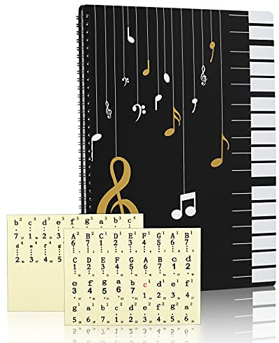 CHALA Notenmappe für Notenblätter A4 Größe chormappe mit Keyboard Aufkleber Klavier Notenmappe 60 Papier Dokumente Halter für Chor Klavier Musiker und Band Music Note