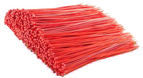 Gocableties Red Cable Ties, 300mm x 3.6mm, Bulk Pack of 1000, 12” Premium Nylon Zip Ties, Multi-Purpose Plastic Tie Wraps, Secure Self-Locking Mechanism, for Home, Garden, Office and DIY
