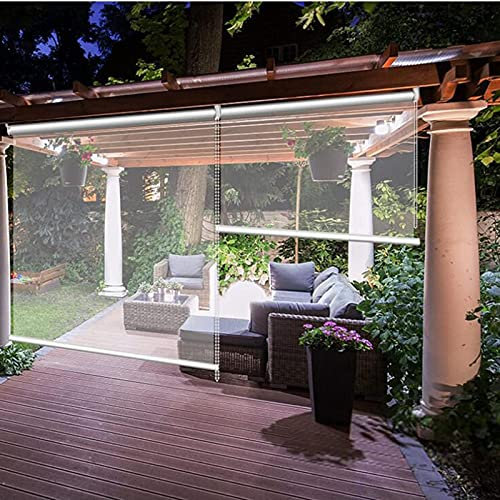 YUYI Outdoor Pergola Roller Shade Blind Outdoor Clear Vinyl Roller Shades,Premium PVC Tarp, Anti-Tear, Waterproof, UV Resistant for Greenhouse Garden Patio，85/105/125/145cm Wi(Size:145×160cm(57×63))