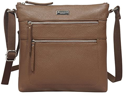 Crossbody Bags for Women – Real Leather Sling with Multiple Pockets and Adjustable Strap – Perfect for Daily Use and Gifting (Tan Pebble Grain)