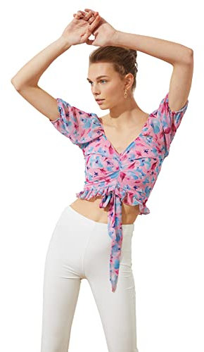 TRENDYOL Collegamento della Camicetta dettagliata Blouse, Lilla, 40 Donna