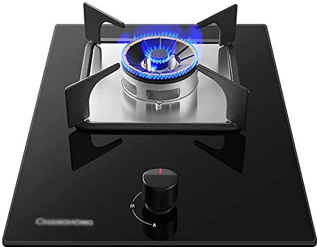Estufa De Gas, Cocina De Gas Incorporada, Quemador De Combate Alto De 4.8kw De Nueve Cámara, Estufa De Gas De Cristal Templado Negro, Estufa Con Ffd Y Soporte De Olla De Hierro Fundido, Soporte De Oll