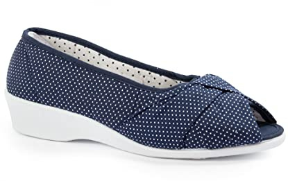 Dotty Peep Toe Shoe-Navy-5