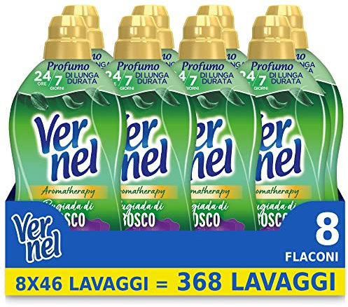 Vernel Aromatherapy Rugiada di Bosco, Ammorbidente Lavatrice Concentrato, Sensazione di Profumo come appena lavato, 8 x 46 lavaggi, totale 368 lavaggi