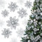 GWHOLE 21 Flores de Navidad Decoraciones para Árbol Navidad Flores Artificiales de Plateado de Adornos con Purpurinas Flores en 3 Tamaño -10cm, 12cm, 16cm