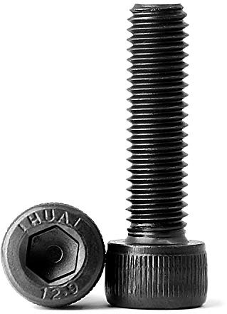 M5 x 50mm 30PCS vis cylindrique à six pans creux selon la norme, Entièrement Filetée Boulons en Acier au Carbone 12,9(Noir)