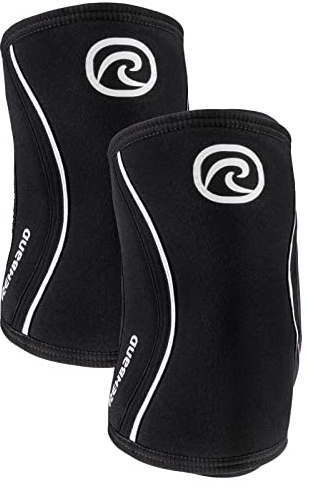 Rehband Elbow 5mm Compression Sleeve, Neoprene Elbow Sleeves for Weightlifting, Anatomical Design, Non-Slip & Close Fitting, Elbow Support Unisex, Colour:Black - 1 Pair, Size:Small