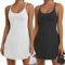 gofiep Eazy Peezy Damen-Tenniskleid, Workout-Kleid mit Shorts und BH, Golf-Kleider für Damen, Schwarz/Weiß, X-Klein