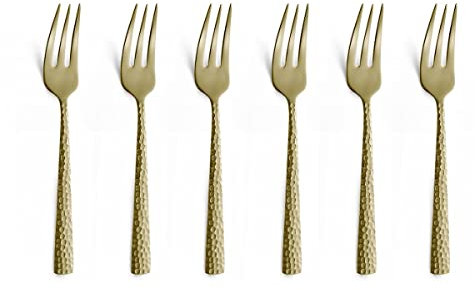 Amefa Felicity PVD Kuchengabel Set 6-teilig | Champagner | PVD Dessertgabel Set für 6 Personen | Dessertgabeln | Dessertbesteck