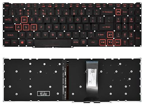 Tiugochr Laptop Replacement US Layout Red backlight Keyboard for Acer Predator Helios 300 PH315-52 PH315-53 PH317-53 Acer Nitro 5 AN515-43 AN515-54 AN515-55 AN517-51 Acer Nitro 7 AN715-51 LG05P_T90BAL