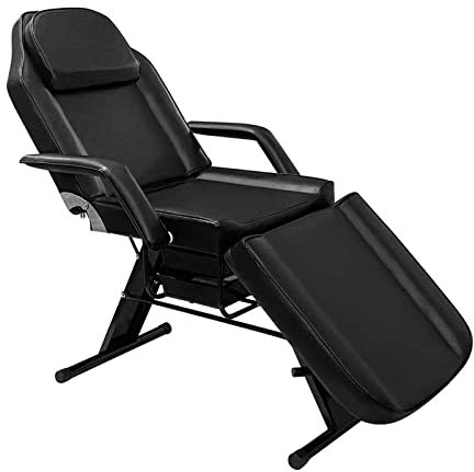 Panana Massage Table SPA Beauty Massage Bed Salon Tattoo Reclining Chair with Plastic Storage Box (Black)