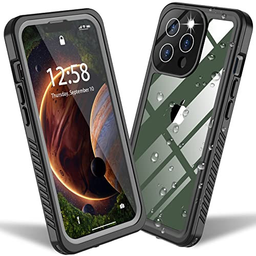 ANTSHARE Schutzhülle für iPhone 13 Pro Wasserdicht, Stoßfest mit integriertem Bildschirmschutz 360 Full Body Heavy Protective Rugged Case für iPhone 13 Pro - Schwarz