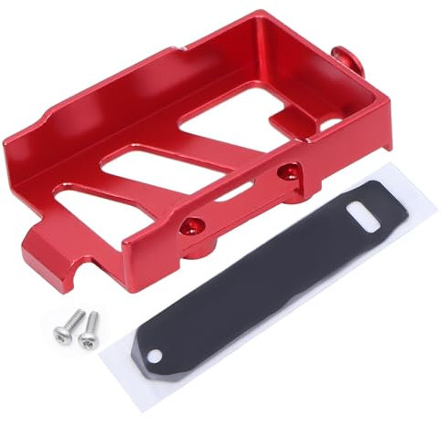 Metal Battery Tray Mounting Plate with Tie for TRX4M 1/18 RC Crawler Car Upgrade Parts (Red)