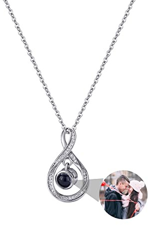 Zopmopae Personalisierte Foto-Halskette mit Bild im Inneren Unendlichkeits-Bild-Halskette für Frauen Kreis-Fotoprojektions-Halskette Individuelle Fotogeschenke für Mutter, Freundin, Frau, Mädchen