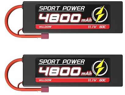 3S LiPo Akku 11,1V 60C 4800mAh RC Batterie mit T Stecker Lipo Battery Hardcase für RC Cars LKW Buggy (2packs)