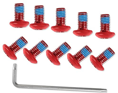 LEONTOOL 12 Pcs Bicycle Disc Brake Bolts M5x10mm MTB Rotor Bolts Red Bicycle Rotor Screws with 1 Pcs T25 Torx Wrench L for Road Bike Mountain Bike