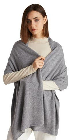 GreenMount Damen Kaschmir Schals 100% Kaschmir Strick Weich Warm Winter Extra Groß Schal für Frauen Pflanzenfärben, Hellgrau, Einheitsgröße
