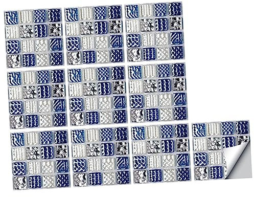 Uonlytech 10st Simulierte Fliesenaufkleber Abnehmbare Fliesenaufkleber Mosaikfliesen Fliesen Mexikaner Mosaikfliesenaufkleber Mosaik Wandaufkleber Küchenrückwandfliesen 3D Barock- Platte PVC